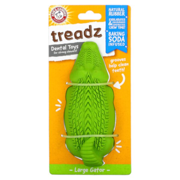 Treadz, Стоматологические игрушки для сильных жевательных, большой аллигатор Arm & Hammer