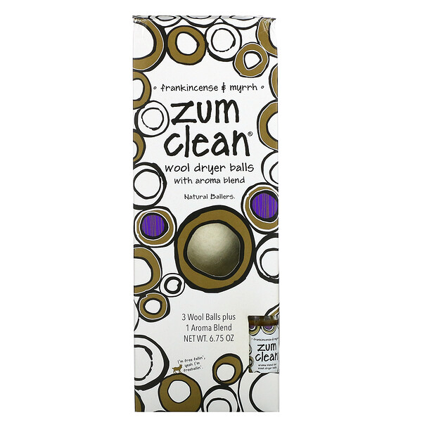 Zum Clean, Шарики для сушки шерсти со смесью ароматов, ладаном и миррой, 4 штуки ZUM