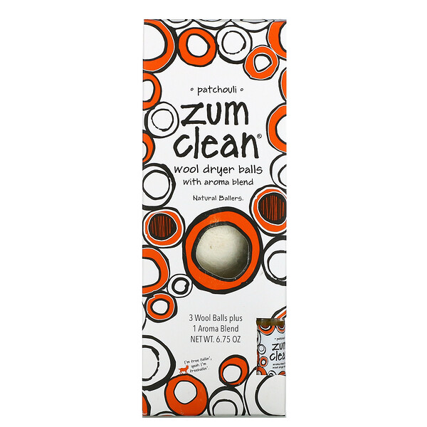 Zum Clean, Шарики для сушки шерсти с ароматной смесью, пачули, 4 штуки ZUM