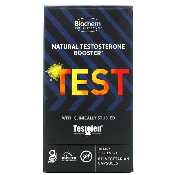 TEST, Натуральный усилитель тестостерона, 60 вегетарианских капсул Biochem