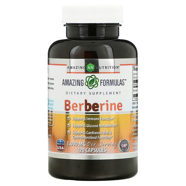 Берберин, 500 мг, 120 капсул Amazing Nutrition