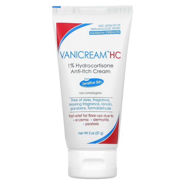 HC 1% Hydrocortizone Anti-Itch Cream, максимальная сила, для чувствительной кожи, без запаха, 2 унции (57 г) Vanicream
