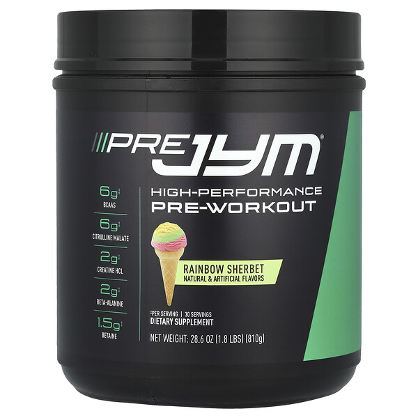 Pre JYM®, High-Performance Pre-Workout, Rainbow Sherbet, 1.8 lbs (810 g) JYM Supplement Science