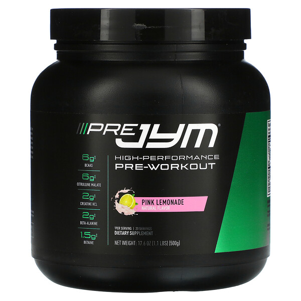 Pre JYM, Высокоэффективный предтренировочный комплекс, розовый лимонад, 1,1 фунта (500 г) JYM Supplement Science