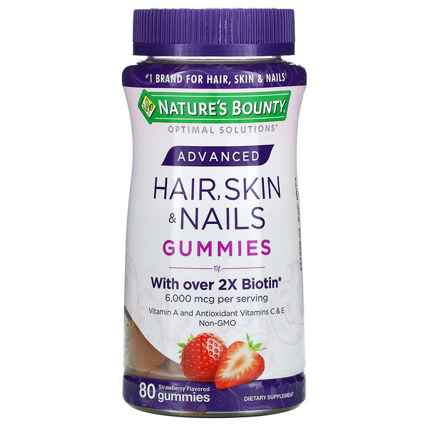 Advanced Hair, Skin, & Nails Gummies (Жевательные конфеты), Strawberry, 80 Gummies Nature's Bounty