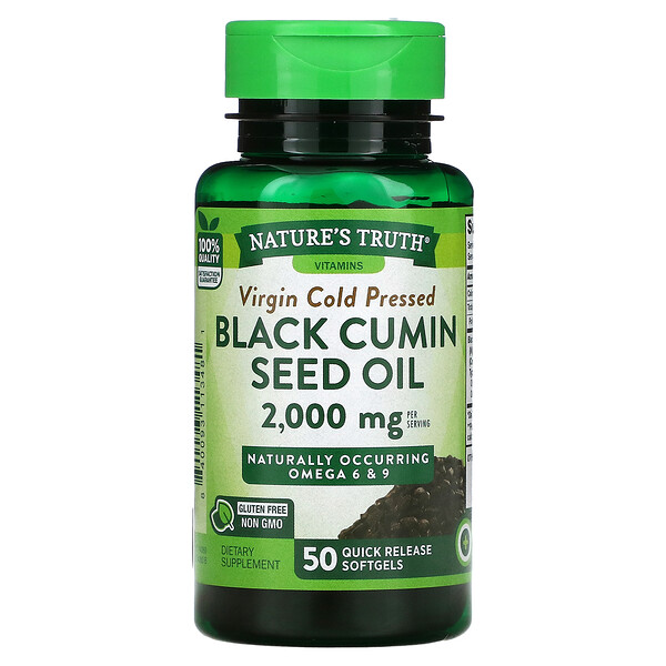 Масло семян черного тмина, 2000 мг, 50 мягких таблеток быстрого высвобождения (1000 мг на мягкую таблетку) Nature's Truth