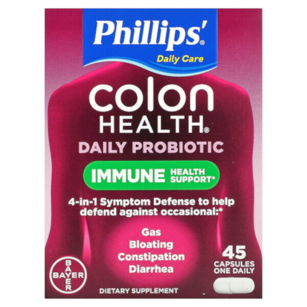 Ежедневный пробиотик Colon Health, 45 капсул Phillips'