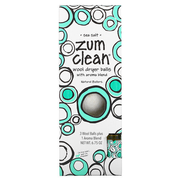 Zum Clean, Шарики для сушки шерсти с ароматной смесью, морская соль, 4 штуки ZUM