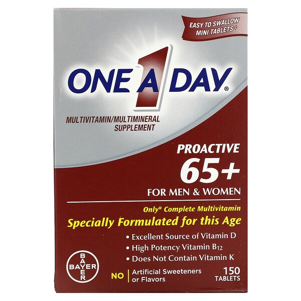 Proactive 65+ - Мультивитамин/Мульти минеральная добавка - для мужчин и женщин старше 65 - 150 таблеток - One-A-Day One-A-Day