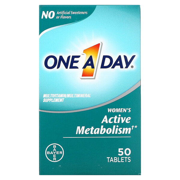 Women's Active Metabolism, Мультивитаминная/мультиминеральная добавка, 50 таблеток One-A-Day