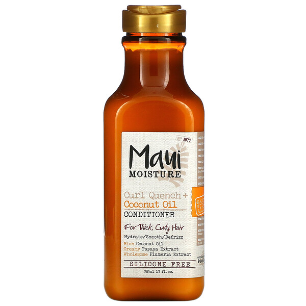 Curl Quench + Coconut Oil, Кондиционер, для густых и вьющихся волос, 13 жидких унций (385 мл) Maui Moisture