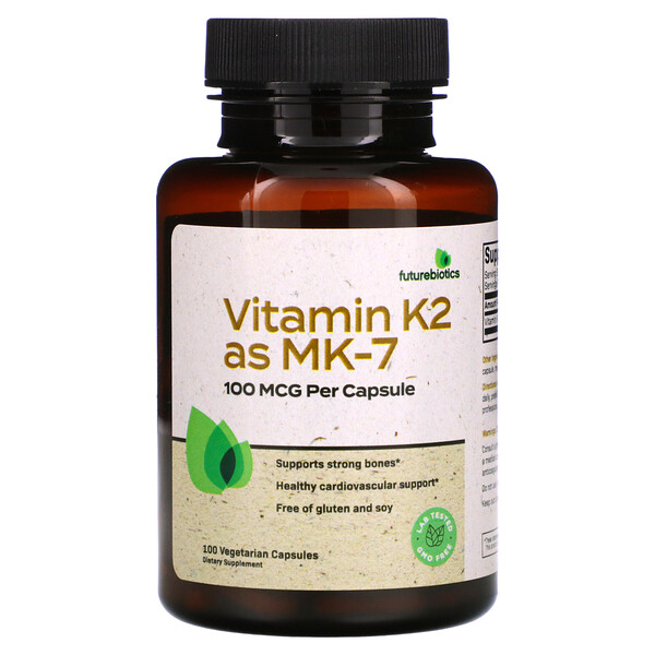 Витамин K2 в форме MK-7 - 100 мкг - 100 растительных капсул - FutureBiotics FutureBiotics