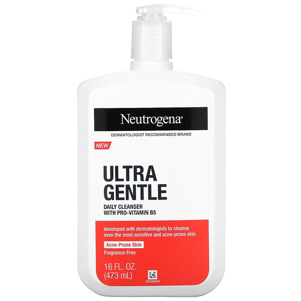 Ultra Gentle, Ежедневное очищающее средство с провитамином B5, без запаха, 16 жидких унций (473 мл) Neutrogena