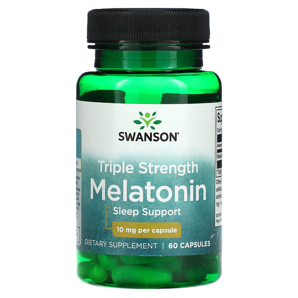 Мелатонин тройной силы, 10 мг, 60 капсул Swanson