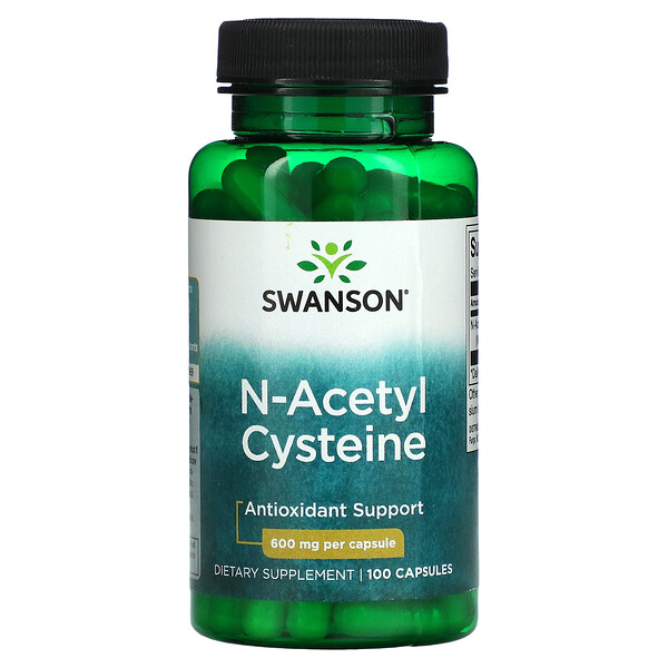 N-ацетилцистеин, Антиоксидантная поддержка - 600 мг - 100 капсул - Swanson Swanson