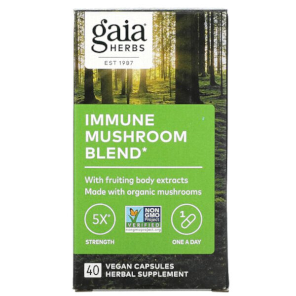 Смесь грибов для иммунитета, 40 веганских капсул Gaia Herbs