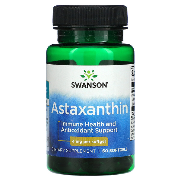 Астаксантин, 4 мг, 60 мягких таблеток Swanson
