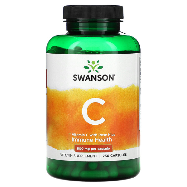 Витамин С с шиповником, 500 мг, 250 капсул Swanson