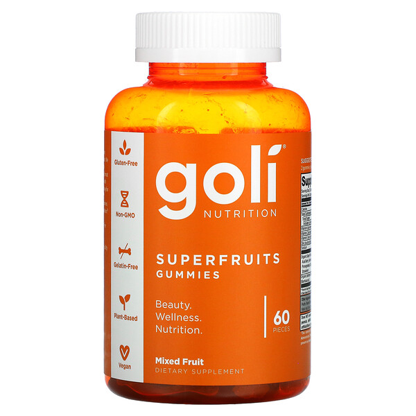 Жевательные конфеты Superfruit, смешанные фрукты, 60 штук Goli Nutrition