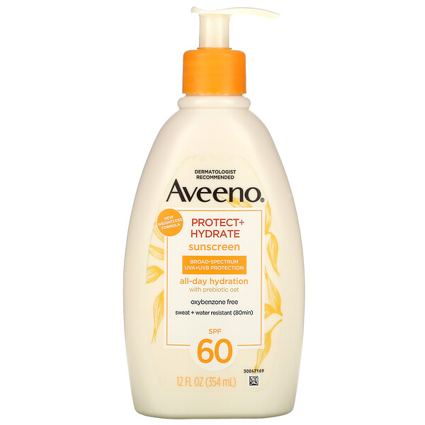 Protect + Hydrate, солнцезащитный крем, SPF 60, 12 жидких унций (354 мл) Aveeno