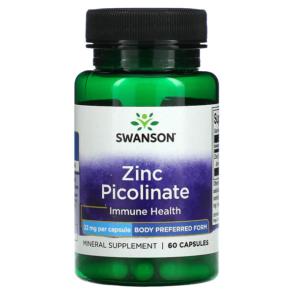 Пиколинат цинка, 22 мг, 60 капсул Swanson