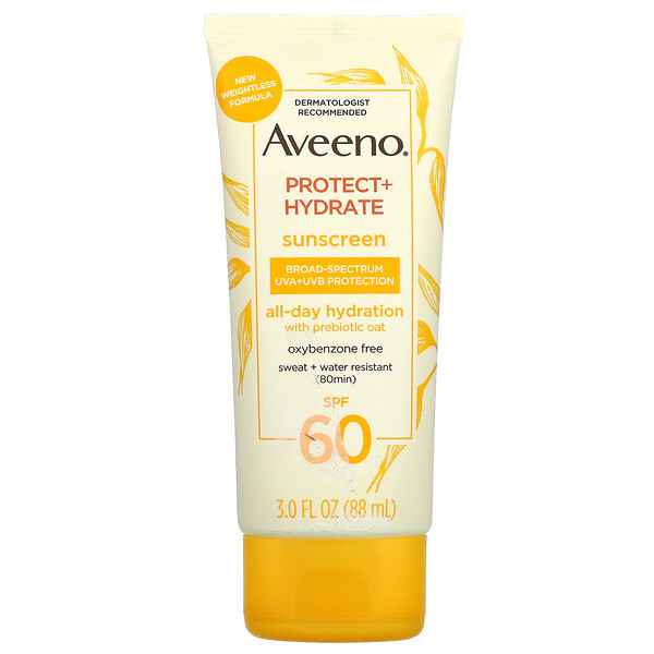 Protect + Hydrate, солнцезащитный крем, SPF 60, 3 жидких унции (88 мл) Aveeno