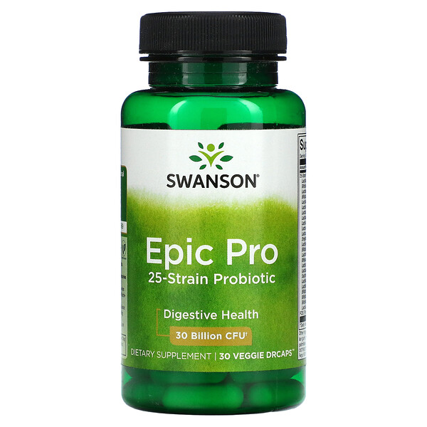 Epic Pro 25-Strain Probiotic, пищеварительный, 30 миллиардов КОЕ, 30 растительных капсул DrCaps Swanson