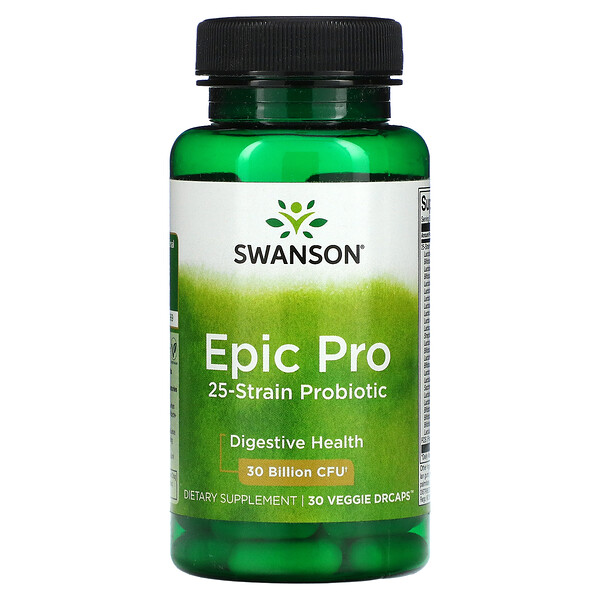 Epic Pro 25-Strain Probiotic, Digestive, 30 Billion CFU, 30 Veggie DrCaps Swanson