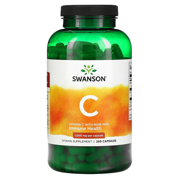 Витамин С с шиповником, 1000 мг, 250 капсул Swanson