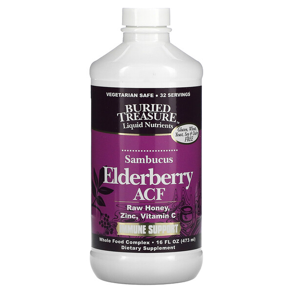 Elderberry ACF, поддержка иммунитета, 16 жидких унций (473 мл) Buried Treasure