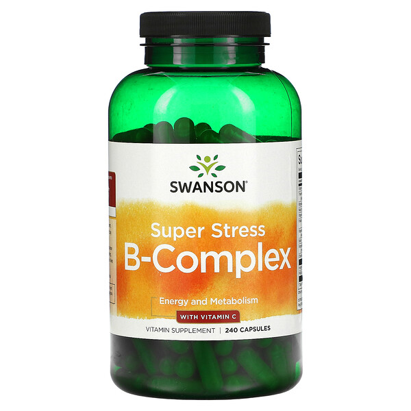 Комплекс B-Витаминов при стрессе с Витамином C, 240 капсул - Swanson Swanson