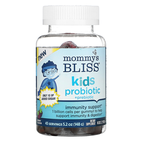 Kids Probiotic + Prebiotic, от 2 лет, ягоды, 45 жевательных конфет Mommy's Bliss
