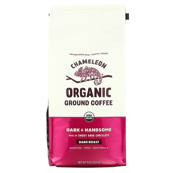 Органический молотый кофе, темный и красивый, темной обжарки, 9 унций (255 г) Chameleon Organic Coffee