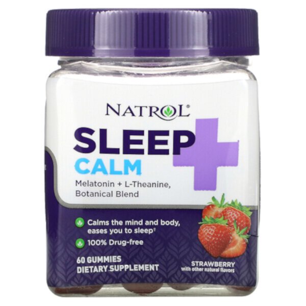 Сон + Спокойствие, Клубника - 60 жевательных конфет - Natrol Natrol