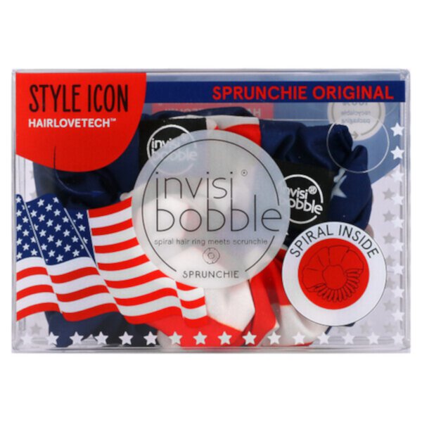 Sprunchie Original, Американский флаг, 2 шт. в упаковке Invisibobble