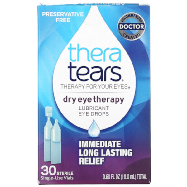 Dry Eye Therapy, Смазывающие глазные капли, 30 стерильных одноразовых флаконов TheraTears