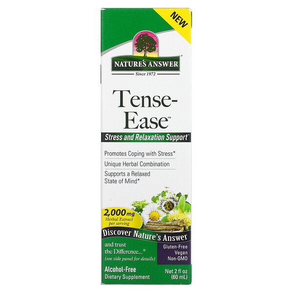 Tense-Ease, Alcohol-Free (Безалкогольный), 2,000 mg, 2 fl oz (Жидкие унции) (60 ml) Nature's Answer