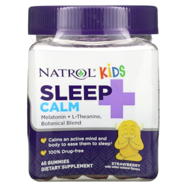 Kids, Sleep + Calm, от 4 лет и старше, клубника, 60 жевательных конфет Natrol