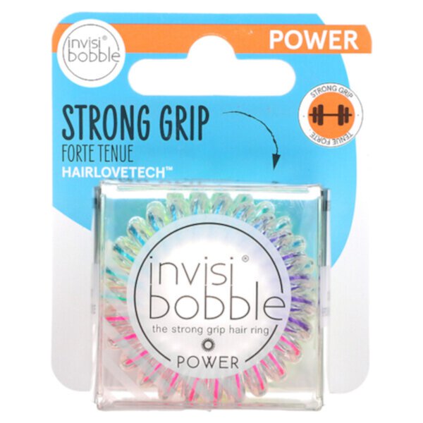 Power, Кольцо для волос Strong Grip, волшебная радуга, 3 шт. в упаковке Invisibobble