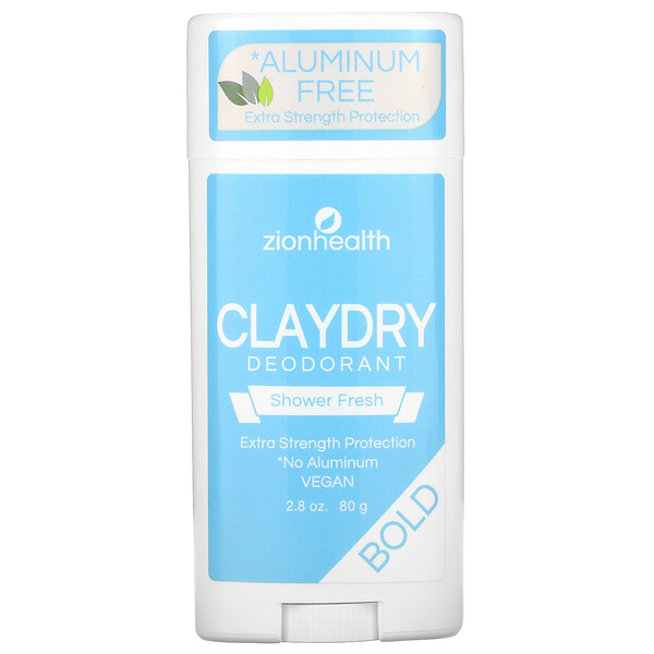 Bold, Дезодорант ClayDry, освежающий душ, 2,8 унции (80 г) Zion Health