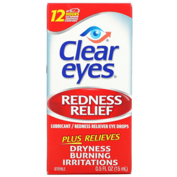 Redness Relief, Глазные капли, смазывающие/снимающие покраснение, 0,5 ж. унц. (15 мл) Clear Eyes