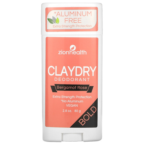 Bold, Дезодорант ClayDry, розовый бергамот, 2,8 унции (80 г) Zion Health