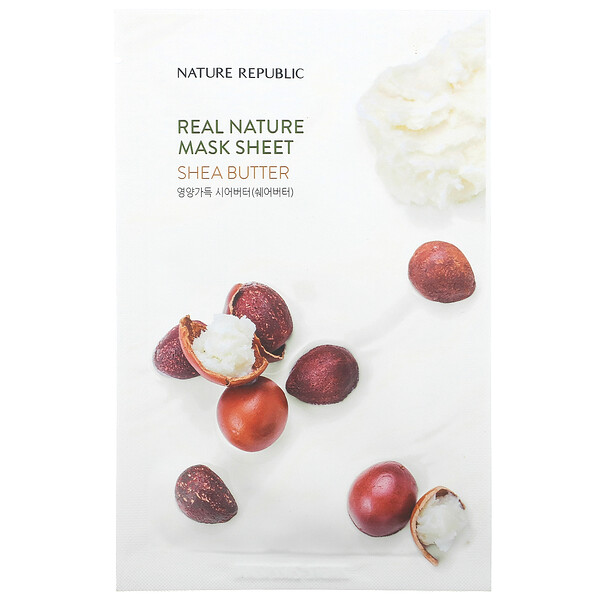 Real Nature Beauty Mask Sheet, масло ши, 1 лист, 0,77 ж. унц. (23 мл) Nature Republic