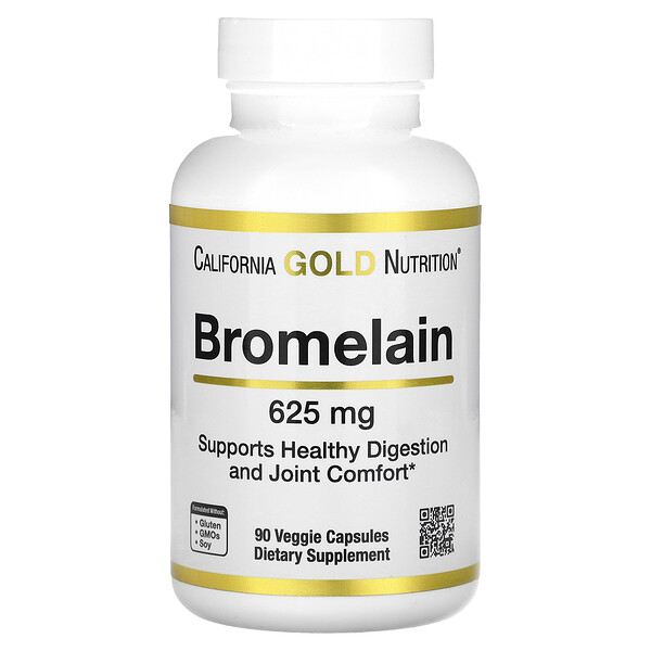 Bromelain, 625 мг, 90 растительных капсул - California Gold Nutrition California Gold Nutrition