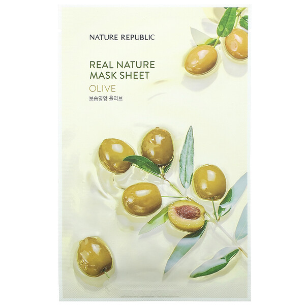 Real Nature Beauty Mask Sheet, Olive, 1 лист, 0,77 ж. унц. (23 мл) Nature Republic