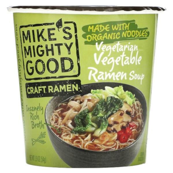 Craft Ramen, Вегетарианский овощной суп рамен, 1,9 унции (54 г) Mike's Mighty Good