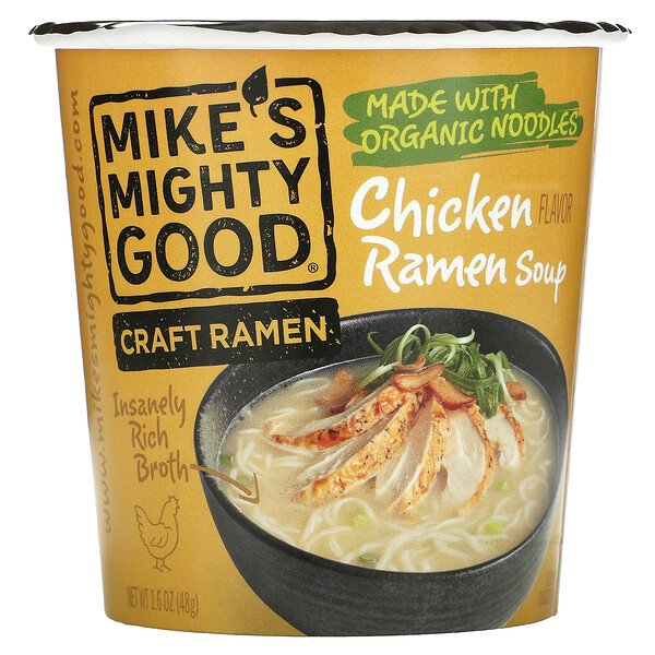 Craft Ramen Cup, суп с куриным раменом, 1,6 унции (48 г) Mike's Mighty Good