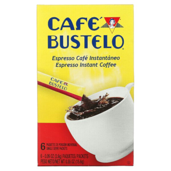 Растворимый кофе эспрессо, 6 пакетиков по 0,09 унции (2,6 г) каждый Café Bustelo