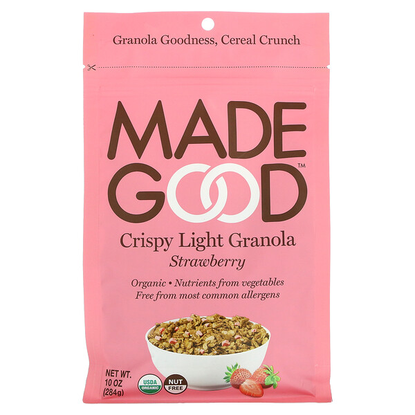 Crispy Light Granola, клубника, 10 унций (284 г) MadeGood