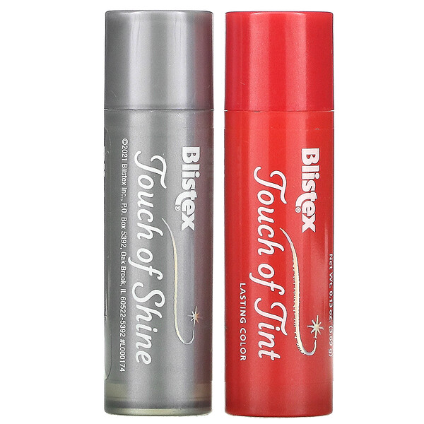 Lip Expressions, Увлажняющий крем для губ, Touch of Shine/Tint, 2 стика по 0,13 унции (3,69 г) каждый Blistex